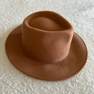Wide Brim Felt Fedora - Rust Brown